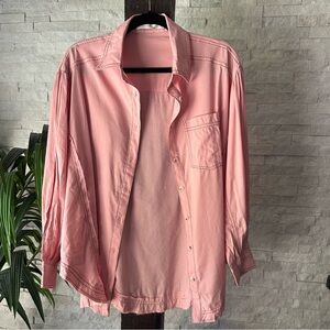 Altar'd State Pink Oversized Button Down Blouse Size Small